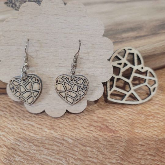 Laser cut and engraved love heart earrings – Woodpatch House and Garden